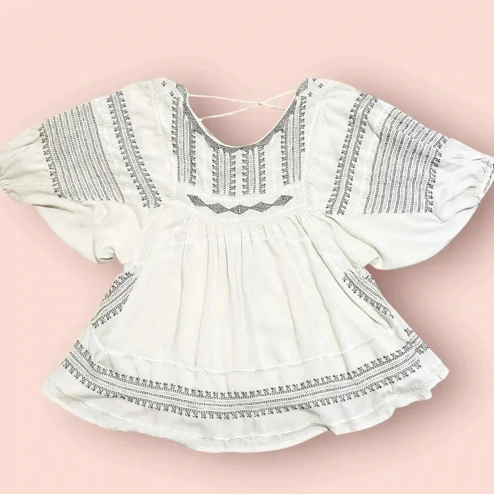 Free People Wild One Embroidered Top in Ivory size XS - Picture 2 of 16